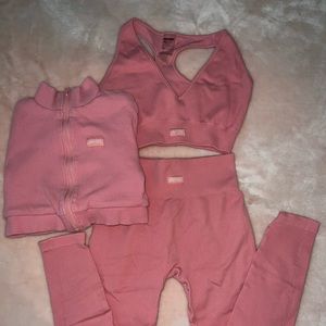 3 piece bo+tee jogger set pink